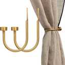 Quality Curtain Holdbacks, Solid Steel Curtain Holdback with Disk Finial,Electroplate Finishes, Set of 2 Window Curtain Tieback Hooks, Warm Gold