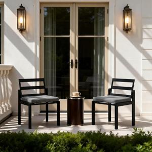Patio Dining Chairs Set of 2, 420lbs Heavy Duty Outdoor Metal Chairs with Removable Cushions, 105 Ergonomic Back, Weather & Rust Resistant Furniture for Deck, Garden, Porch, Black