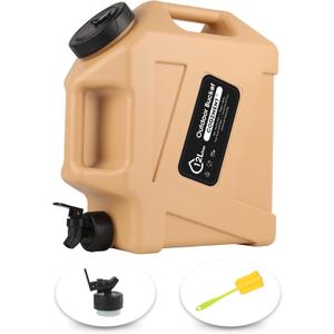 3.2 Gallon/5 Gallon Water Containers with Spigot, BPA Free Water Jug, Military Green Water Tank, Multifunction Water Storage Containers for Camping Outdoor Hiking,Emergency Stroage (409.6 Ounces, Beige)