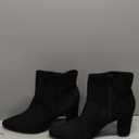 Rollda SUEDI Women's Pointed Toe Ankle Boots Chunky High Heel Ankle Booties Side Zipper Short Boots (11)