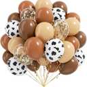 2 x Brown Western Balloons, Brown Nude Gold Confetti Cow Print Latex Cowboy Balloons for Farm Cowboy Western Baby Shower Birthday Party Decorations, 12 inches