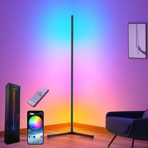 Corner Floor Lamp,60 Smart RGB LED Corner Lamp with App and Remote Control, Color Changing Ambience Light with Music Sync, Easy to Install, Led Floor Lamp for Living Room Bedroom Gaming Room