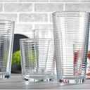 Le'raze Set of 16 Heavy Base Ribbed Durable Clear Drinking Glass Cups, 16 Piece Set