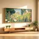 Large Wood Framed Horizontal Botanical Wall Art,Green Spring Garden Canvas Print,Vintage plant Floral Landscape Picture Poster,Natural scenery Painting Artwork for Bedroom Living Room Office