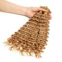 Human Braiding Hair for Boho Braids Bulk Deep Wave Boho Hair for Braiding Wet and Wavy Brazilian Virgin Human Bohemian Hair for Braiding 2 Bundles 160g Honey Blonde 24''