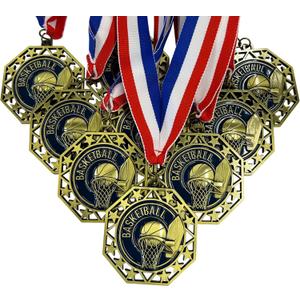 Express Medals Basketball Gold Medals Trophy Award with Neck Ribbons EMDC214BB - (Pack of 10) Express Medals Basketball Gold Medals Trophy Award with Neck Ribbons EMDC214BB - (Pack of 10)