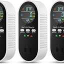 5-in-1 Natural Gas Leak Detector & Carbon Monoxide Detectors Plug in, Portable Carbon Monoxide Detector & Battery Backup with Brightness & Volume Adjustment for Home/RV/Travel/Camping (3 Packs)