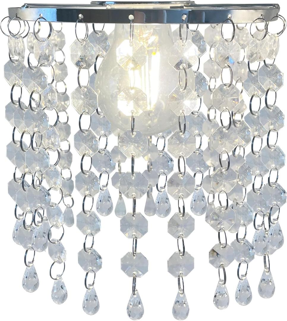 Crystal Lamp Shade, Light Shade Crystal Chandelier for Dining Room, Modern Pendant Lampshades Beaded Chandelier Diameter 6", Clear