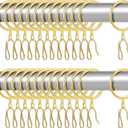 Dimeho 100 PCS Metal Drapery Curtain Rings with Eyelets, Curtain Drapery Pin Hooks 32mm Internal Diameter Drapes Hanging Rings for Window Door Shower Curtains (Gold)