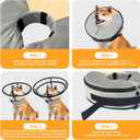 Sponge Core Dog Cat Cone Collar for After Surgery Recovery, Inflatable Dog Cone Alternative, Lainergie Dogs Donut Collar Adjustable with 2PCS Cover for Dogs, Cats (Grey+Yellow, S) (Black)