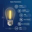 FLSNT 15 Pack Outdoor LED Replacement Bulbs for String Light, S14 LED Hanging Light Bulbs for Patio, Garden, E26 Base, 2200K Warm White, Non-Dimmable