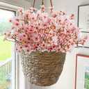 Uieke 4Pcs Artificial Cherry Blossom Flower, Silk Peach Flowers Fake Plants Arrangement for DIY Garden Home Wedding Party Spring Decor, Pink