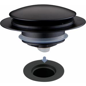 Matte Black Tub Drain Stopper, Hidrop Pop Up Universal Tub Dain Tip Toe Bathtub Drain Stopper, Fit 1.375 to 1.5 Inches, Replaces Lift and Turn, Tip-Toe and Trip Lever Drains for Tub, EZ Installation