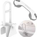 Adjustable Bathtub Safety Rail with Showers Suction Handle,YuanDe 17x6 Inch Stainless Steel Tub Handle Grab Bar, Heavy Duty Bath Handles Clamp for Elderly Seniors Injury Disabled (300 LBS), White