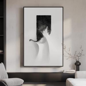 Framed Modern Black and White Abstract Wall Art, 1 Piece 24x36 In