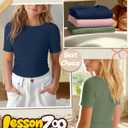 3 Pack Girls Short Sleeve Cute Shirts | Ribbed Knit, Crew Neck, Slim Fit, Summer, Basic, Soft, School Outfit, Trendy, Ages 5-14, Solid Colors, Versatile Styling