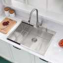 32 -inch Drop in Kitchen Sink - VOKIM 32"x 19" Inch Drop-in sink Stainless Steel Single Bowl Kitchen Sink With Dish Grid, 32"X19"X9"