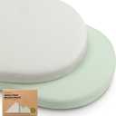 2-Pack Organic Bassinet Sheets for Girls, Boys - 100% Cotton Bassinet Mattress Sheets Compatible with Halo Bassinest Swivel Sleeper, Graco, Baby Delight, Chicco, Unisex Fitted Bassinet Sheets (Sage)