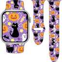 Amazon.com: TOXXU Halloween Black Cats Pumpkins Watch Band Compatible with Apple Watch 38mm 40mm 41mm 42mm 44mm 45mm 49mm for Women Men, Stylish Funny Xmas Printed Replacement Strap for iWatch Ultra SE 9 8 7 6 5 : Cell Phones & Accessories