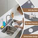 Diatomite Faucet Mat Splash Guard - Quick Dry Stone Mat Sink Tray 23.6"x4"  Super Absorbent Non-Slip Faucet Drip Mat Around Faucet  Drying Stone Protector for Kitchen Sink Bathroom (Grey) (Gray)