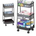3 Tier Rolling Cart - Baby Diaper Caddy Organizer, 3 Tier Utility Cart Newborn Baby Nursery Essentials, Large Capacity, Easy to Assemble, Storage for Bedroom, Changing Table & Crib