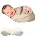 SPOKKI Newborn Baby Photography Butterfly Posing Pillow, Baby Photoshoot Props with Long Ripple Beige Pearl Wrap Outfits for Boy Girl Princess