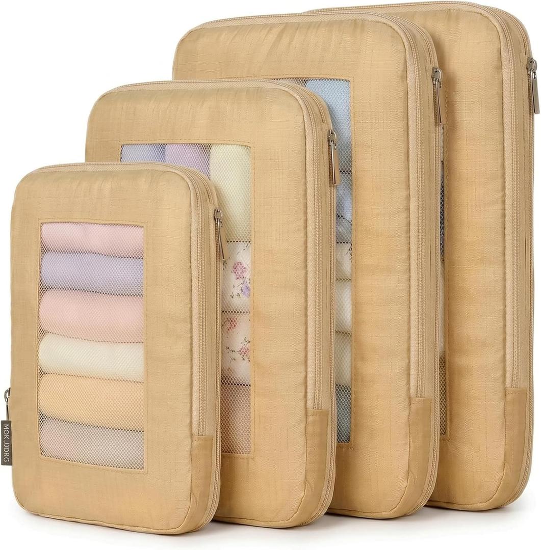 Compression Packing Cubes For Carry On Suitcase 20-22 Inch, 4 Pcs Expandable Packing Cubes For Travel for Luggage, Space Saving Travel Essentials
