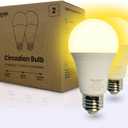 hooga Circadian Rhythm Full Spectrum LED Light Bulb - 2700K, 2100K, 1400K, Flicker-Free, Blue Light Free Night Mode, 7W Energy Efficient Warm White for Sleep, Relaxation & Focus - 2 Pack