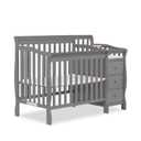 Dream On Me Jayden 4in1 Mini Convertible Baby Crib & Changer with Storage, Steel Grey, Pinewood, GreenGuard Gold & JPMA, 1 Mattress Pad, 3 Mattress Heights, Converts to Mini Day & Twin-Size Bed