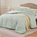 Quataly Sagegreen California King Comforter Set - 3 Pieces Seersucker Lightweight Bedding Comforter Sets (1 Soft Fluffy Comforter & 2 Pillowcases) - All Seasons Cozy Modern Bed Sets for Women Men