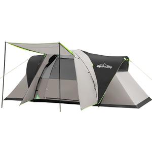 LOYEAHCAMP 8 Person Larger Extended Dome Camping Tent with 3 Rooms, Waterproof Semi-Freestanding Family Outdoor Tent with Spacious Interior and Mesh Windows