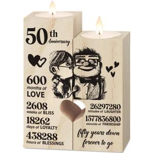 50th Golden Anniversary Wedding Gifts for Wife, Couples Gifts Candlestick,50th Wedding for Wifes from Husband,Golden Anniversary Presents for Wife Women,Fifty Years for Her