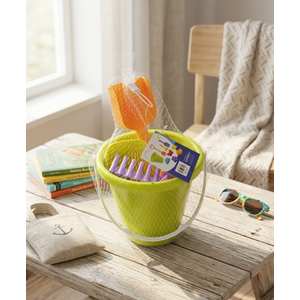 Beach Bucket Toy Set 9 Piece 1 Bucket 2 Shovels 1 Rake 5 Sand Molds