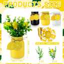 Skylety 3 Pcs Lemon Decorations for Home Lemon Kitchen Decor and Accessories Summer Farmhouse Mason Jar Table Centerpieces with Fake Plants Wooden Lemons Garland Bead Twine for Tiered Tray Home Decor