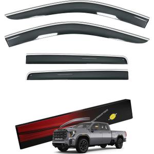 Sze Rain Guards Compatible with Chevrolet (Chevy) Silverado/GMC Sierra 2500HD/3500HD 2020-2025 Crew Cab Side Window Deflectors Window Visors Out-Channel Guard Deflector Vent Visor-4pcs