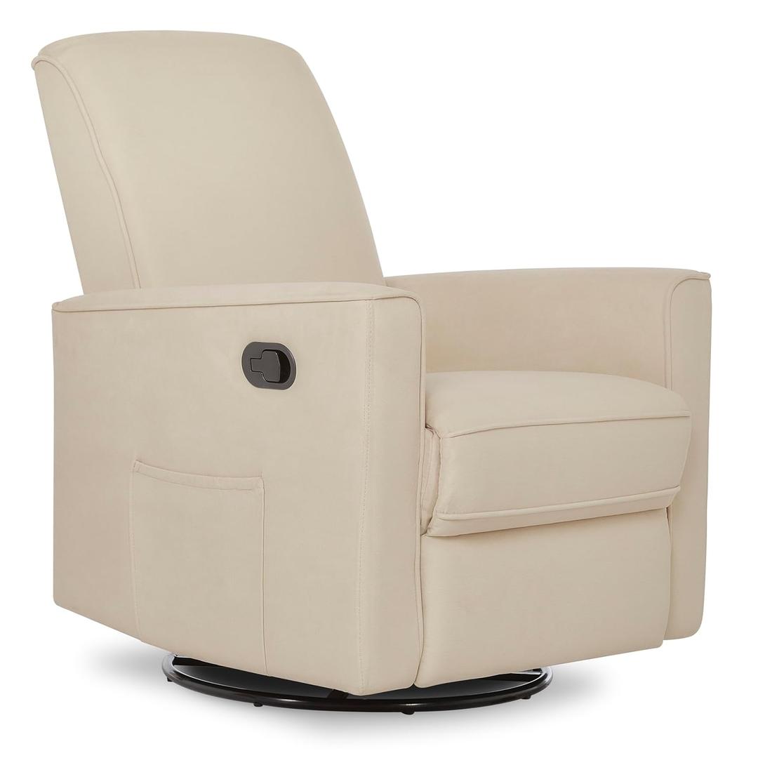 volur Raleigh Upholstered Manual Glider Recliner Rocking & 360 Swivel with Smooth Glide  Greenguard Gold & FSC Certified  Modern Nursery and Living Room Chair in Shell