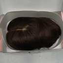 Elailite Hair Toppers for Women Real Human Hair Topper Thinning Thin 5.1"x2.8" Silk Base Clip in Remy Hairpieces 12 Inch Dark Brown