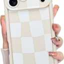 KANGHAR Compatible with iPhone 17 Pro Case 2025, Silicone Checkered Cute Pattern, Camera Protection Soft Slim Shockproof Edge Phone Cover for Girls Women -White