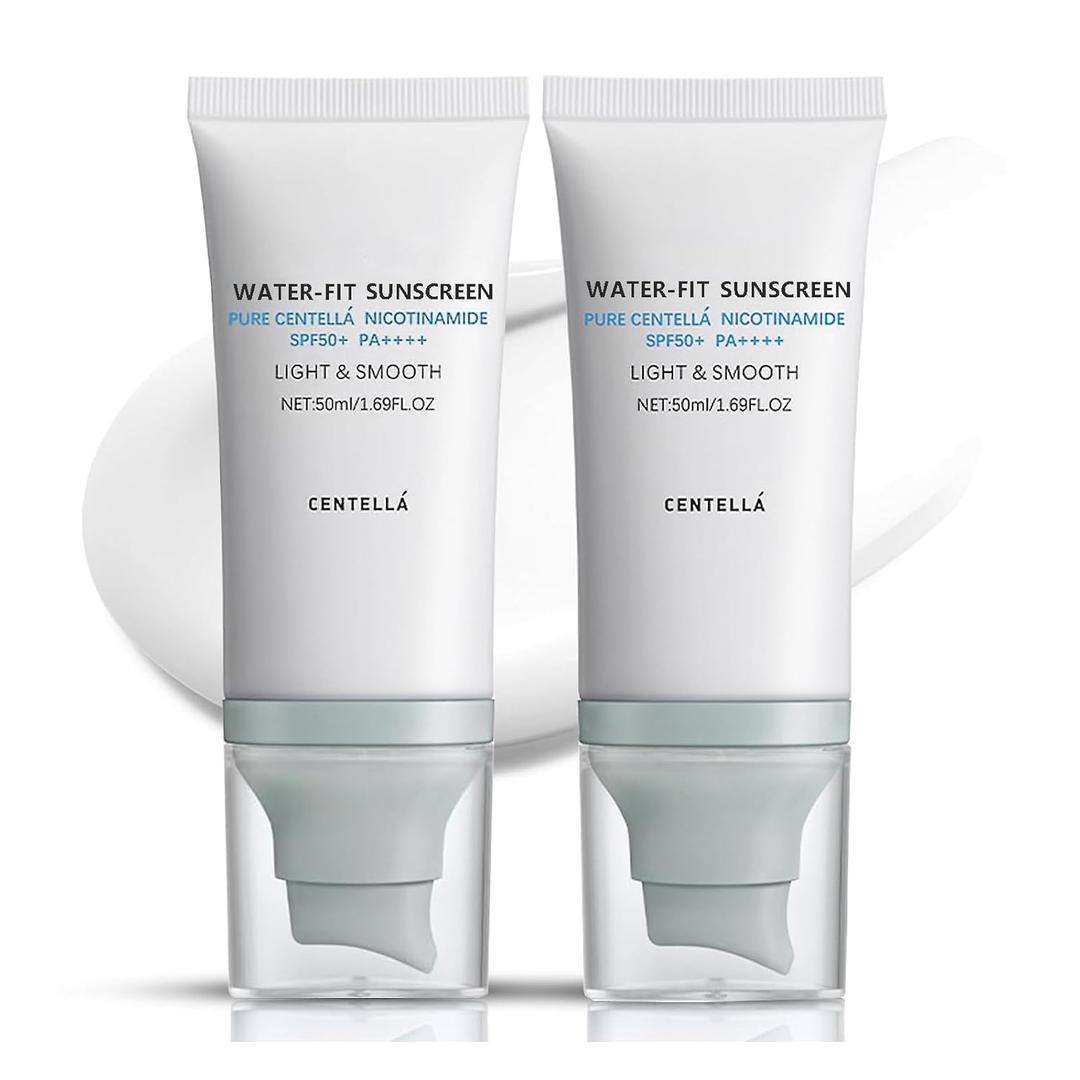 2Pcs Centella Sunscreen SPF 50, Lightweight Hyaluronic Acid Centella Asiatica Moisturizing Sunscreen, Face Sun Screen Long-Lasting Protection, Centella Madagascar Moisture Cream(1.69 fl.oz, 50ml)*2