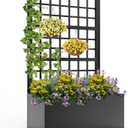 Metal Planter Box with Trellis,63"(H)*31.5(L)*15.8"(W)