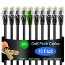 Cat6 Ethernet Patch Cable 6 ft (10 Pack), Cat6 Patch Cable for Data Centers, Cat 6 Patch Cable 10G, Network Patch Cables for Home and Enterprise Network -Black
