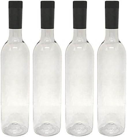 nicebottles Plastic Wine Bottles & Screw Caps, Clear, 750ml - Pack of 4