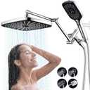 Cuzubro 12" High Pressure Rainfall Shower Head With Handheld Spray, Waterfall Shower Heads, Dual Showerhead With 71" Hose, 3-Way Diverter, Height/Angle Adjustable, Anti-Clog Nozzles, Chrome