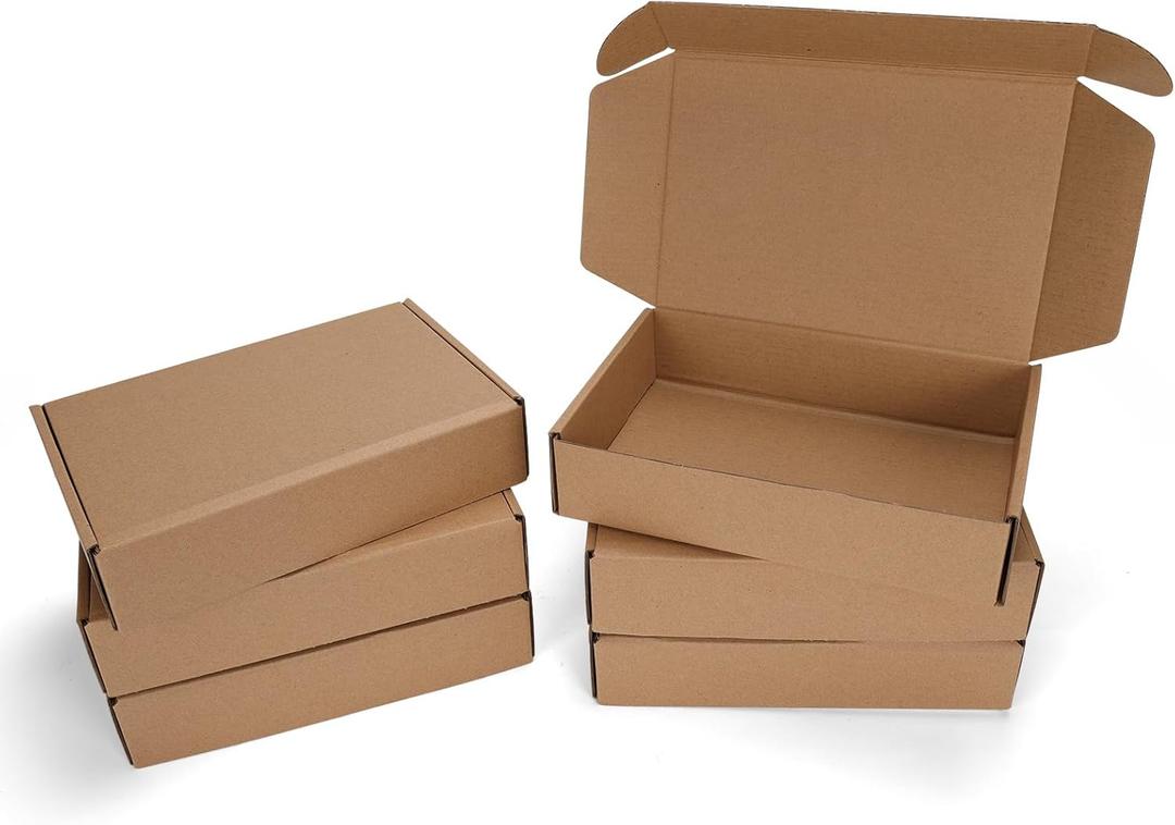9x6x2 Shipping Boxes Set of 6, Small Cardboard Boxes for Packaging, Brown Mailing Boxes for Small Business