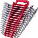15-Piece Premium Angle Head Open End Wrench Set, Chrome Vanadium Steel, Mirror Chrome Finish | Include Metric Sizes 10, 11, 12, 13, 14, 15, 16, 17, 18, 19, 20, 21, 22, 23, 24mm with Storage Rack