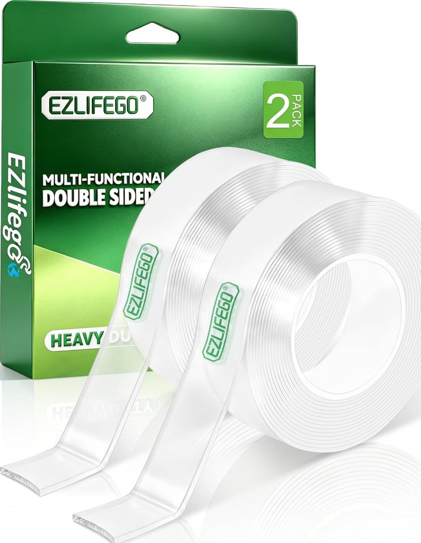 EZlifego Double Sided Tape Heavy Duty(Extra Large, Pack of 1, Total 396 Inch), Nano Double Sided Adhesive Tape, Clear Mounting Tape Picture Hanging Strips, Removable Wall Tape Sticky Poster Tape Decor