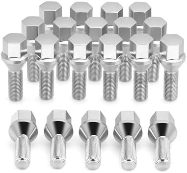 M12x1.25 Lug Bolts for Jeep Renegade Cherokee, 20pcs One-Piece Design Replace Swollen Original Wheel Studs for Compass Chrysler 200, 12x1.25 Chrome Lug Studs for Dodge Dart Replace OE#53182366