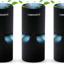 Lab Charge Small Ionic Air Purifier for Home & Bedroom  Silent HEPA Filter  Covers 250 Sq Ft - Free Cleaner for Pets, Hair, Smoke, Dust, Odors & Dander  Compact & Black Design - Pack of 3