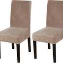 Turquoize Velvet Chair Covers for Dining Chairs Set of 2 Stretch Taupe Chair Covers for Dining Room Parson Chair Slipcovers Washable Dining Chair Covers, Soft Thick Velvet Fabric (2, Taupe)