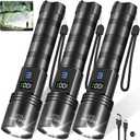 3Pack Rechargeable Flashlights High Lumens, Super Bright Flashlight with LCD Digital Display, 5Modes Adjustable LED Flashlight Tactical Flashlights High Powered, Flash Lights for Emergency, Wattage: 8.0 Watts